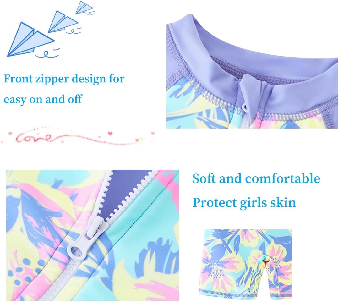 UMELOK Girls Long Sleeve Rash Guard One Piece Swimsuits with UV Protection Sunsuit - Image 4