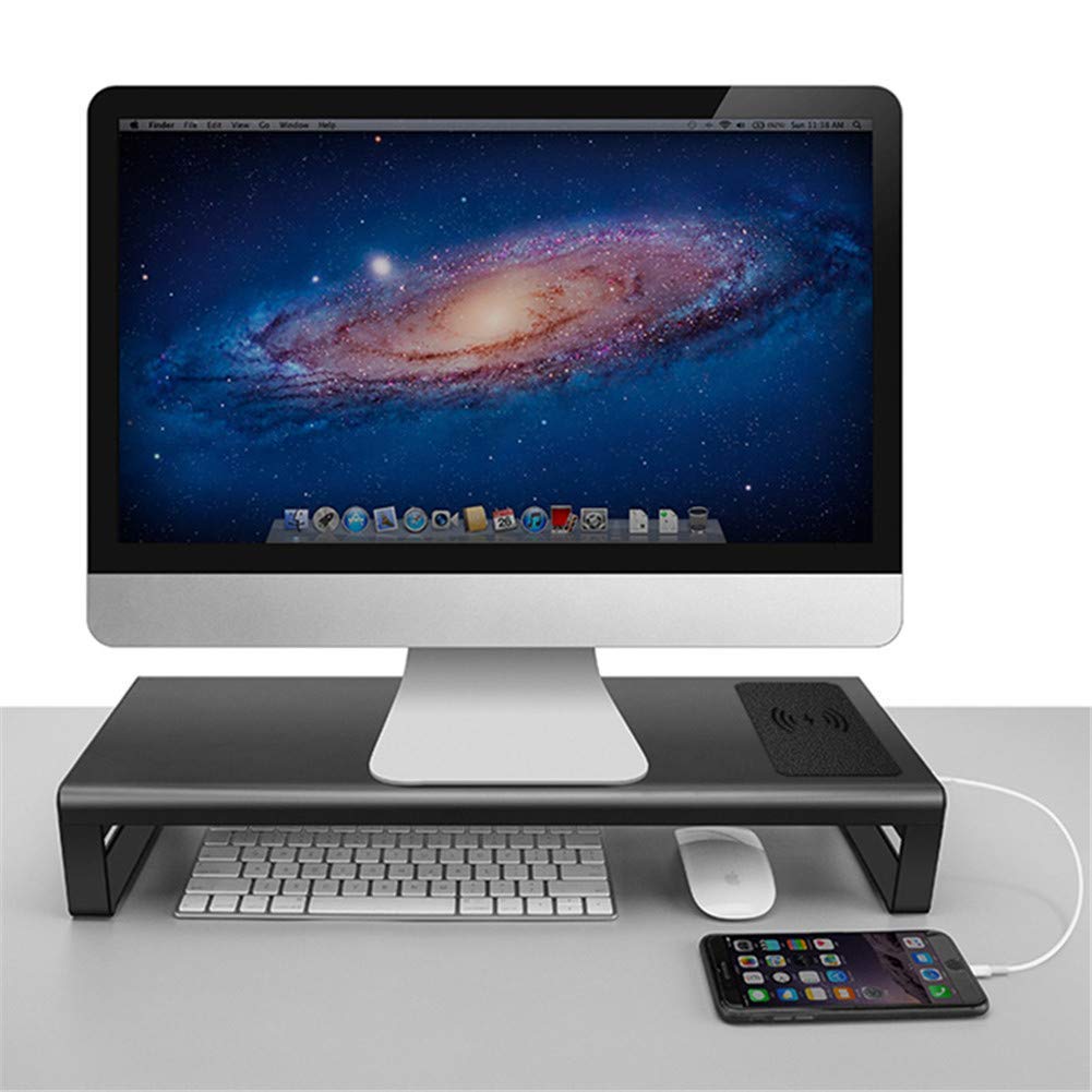Smart Base Alluminio Lega Computer Laptop Stand con USB 3.0 Porta, Ricarica Wireless Monitor Alzata Supporto, Notebook Tastiera Display LCD Mouse Conservazione Scrivania da Organizzatore Rack - 02