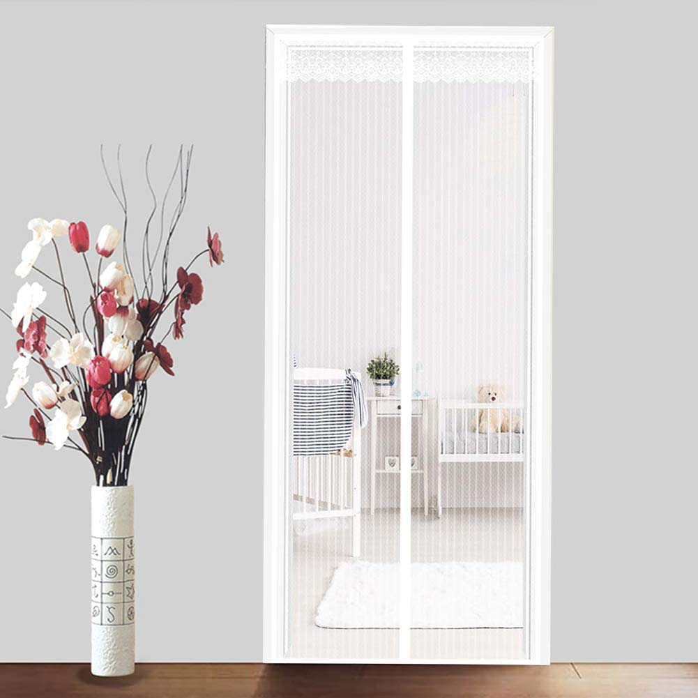 Magnetic Screen Door, Super Strong Fly Mesh, Reinforced Magnetic Screen Door,Magnetic Fly Insect Screen Door Screen Mesh Curtain （Black White）
