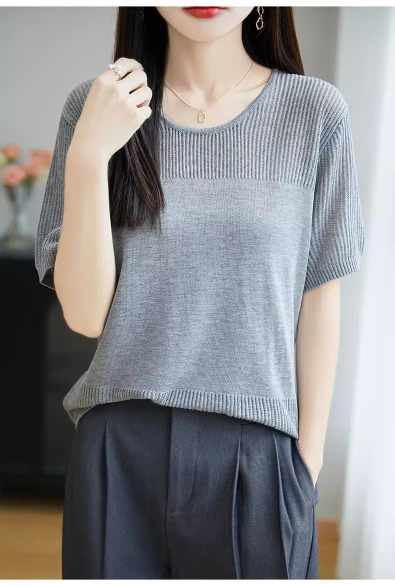 Maglioni da Donna, Maglie A Tunica A Maniche Corte, Maglioni in Maglia Leggeri, Giacca Estivi, Gilet con Scollo A Giro, Giacca Casual.