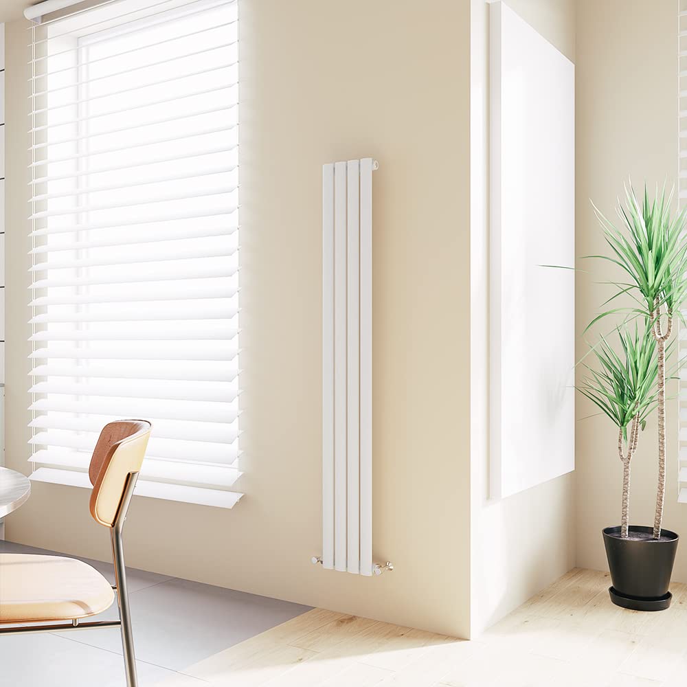Vertical Radiator Oval Column Designer Central Heating Tall Rad 1600x236mm Single White