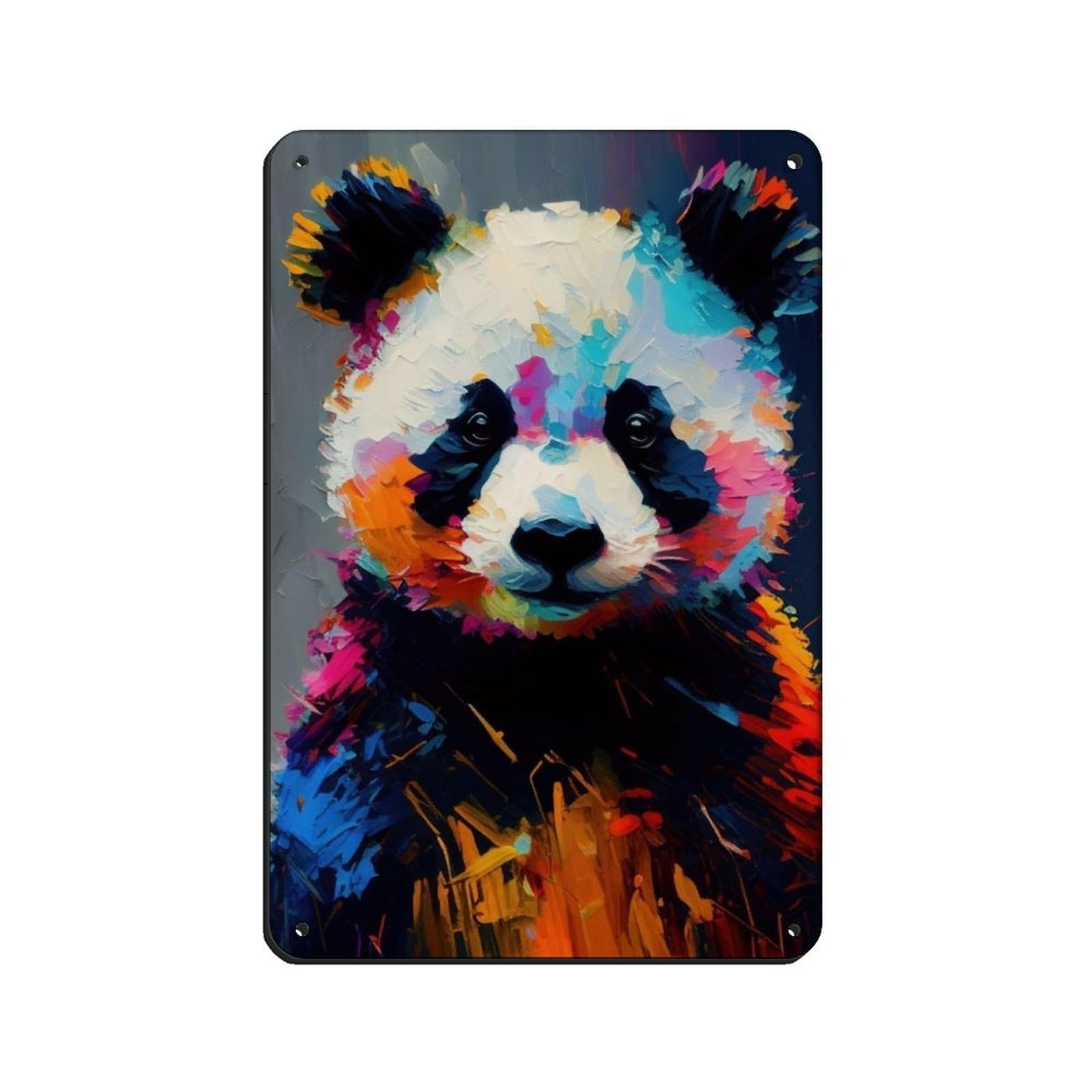 Panda Oil Painting Poster Retro Poster Metal Tin Sign Chic Art Retro Iron Painting Bar People Cave Cafe Family Garage Poster Wall Decoration 8x12inch(20x30cm)
