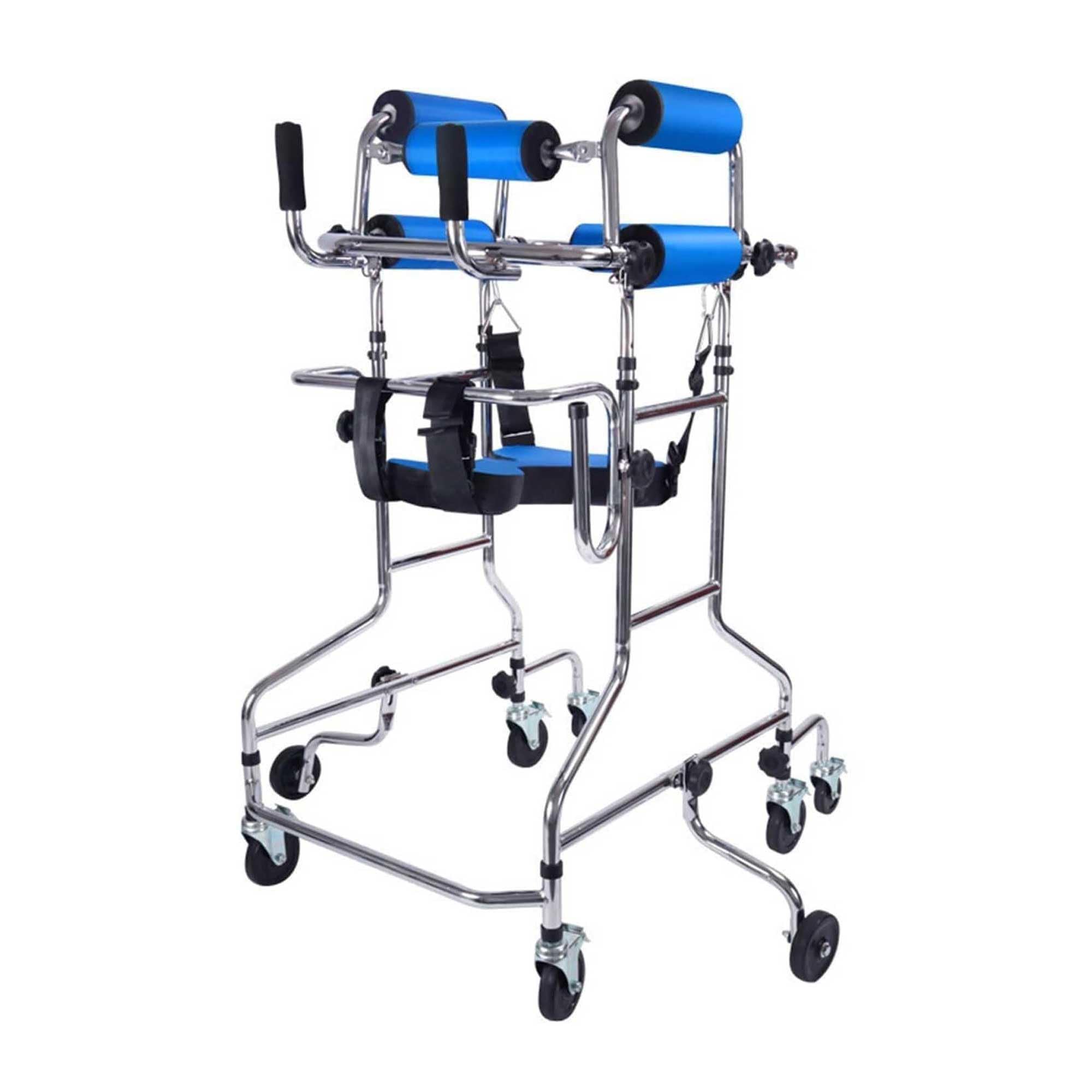 8-rädriger Stehrollator für den Innenbereich, Mobilitätshilfe für Erwachsene in der Rehabilitation mit Sicherheitsgurt, verstellbare Gehhilfe für behinderte Senioren und Menschen mit Behinderung