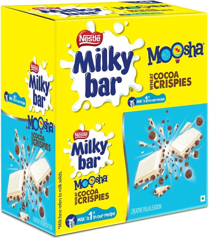 Nestle Milkybar Moosha Wheat Cocoa Crispies, Square Bar- 45 g (Pack of 14 Units)- 630g