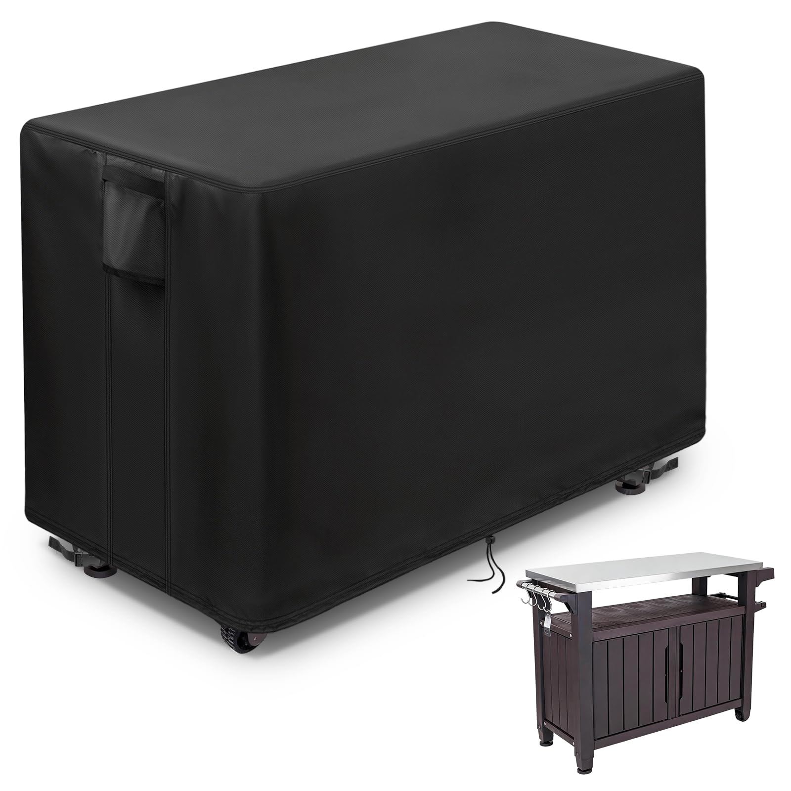 Onlyme Prep Table Cover for Keter Unity XL, 52in Waterproof Outdoor Grill Table Cover with Handles and Vent , 420D Oxford Dustproof Protective for Barbecue Bar Cart, 132x56x92cm