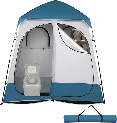 Tienda de campaña desplegable para ducha de 2 habitaciones, 7.5 pies, tienda de campaña para vestuario con suelo y bolsa de transporte, toldo para