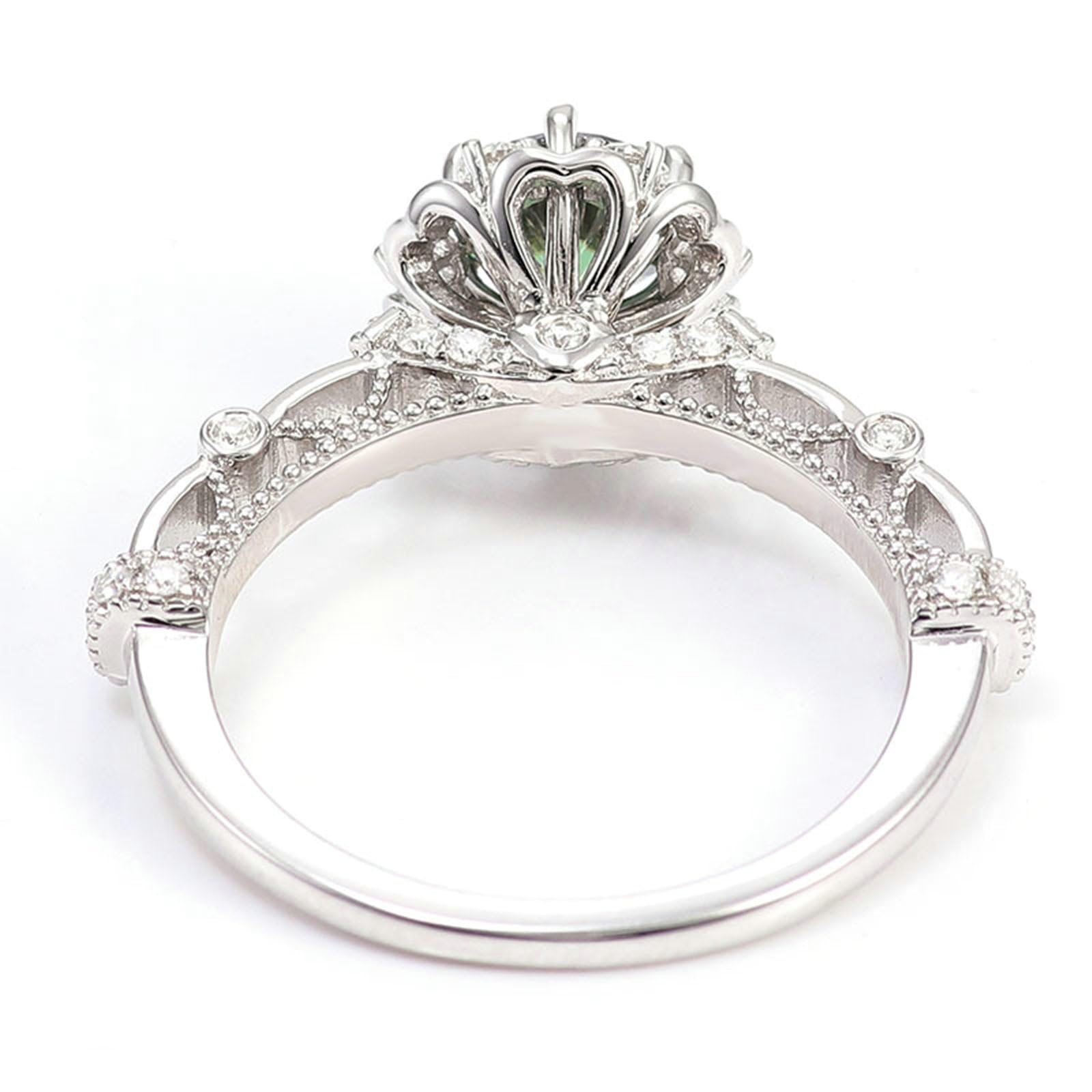 18K Weißgold Ring Damen 750 Echtgold, Hochzeitsringe Verlobungsringe Trauringe Elegant Blume mit 1ct–3ct Rund Labor Erstellt Smaragd und Moissanit Eheringe für Frauen Weißgold