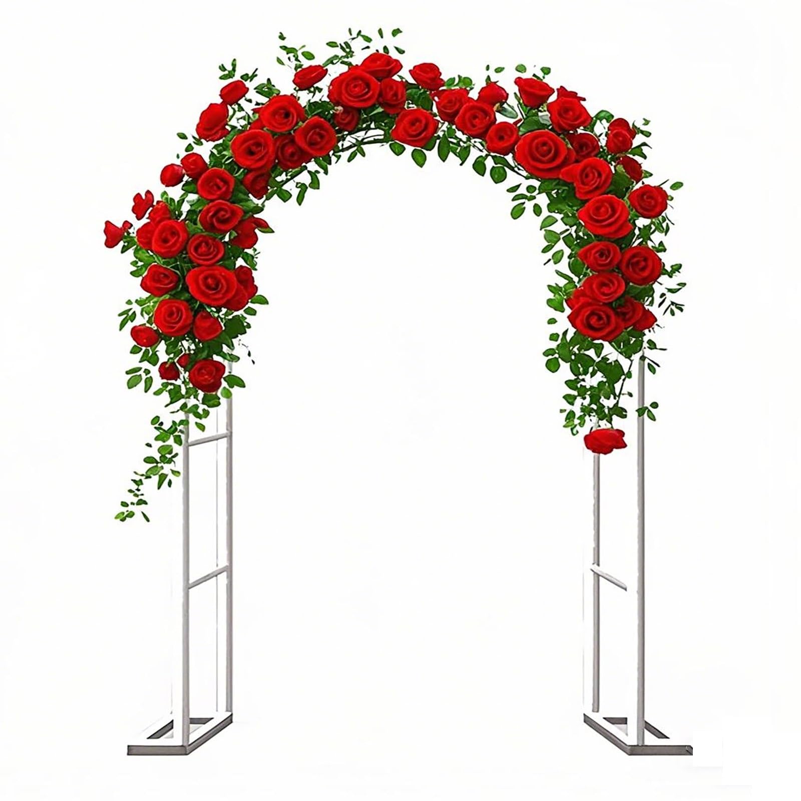 Robusto traliccio ad arco da giardino in metallo per piante rampicanti, dimensioni da 120 cm a 240 cm, elegante pergolato per matrimoni da esterno/interno, pergolato per cortile, prato, patio (bianco