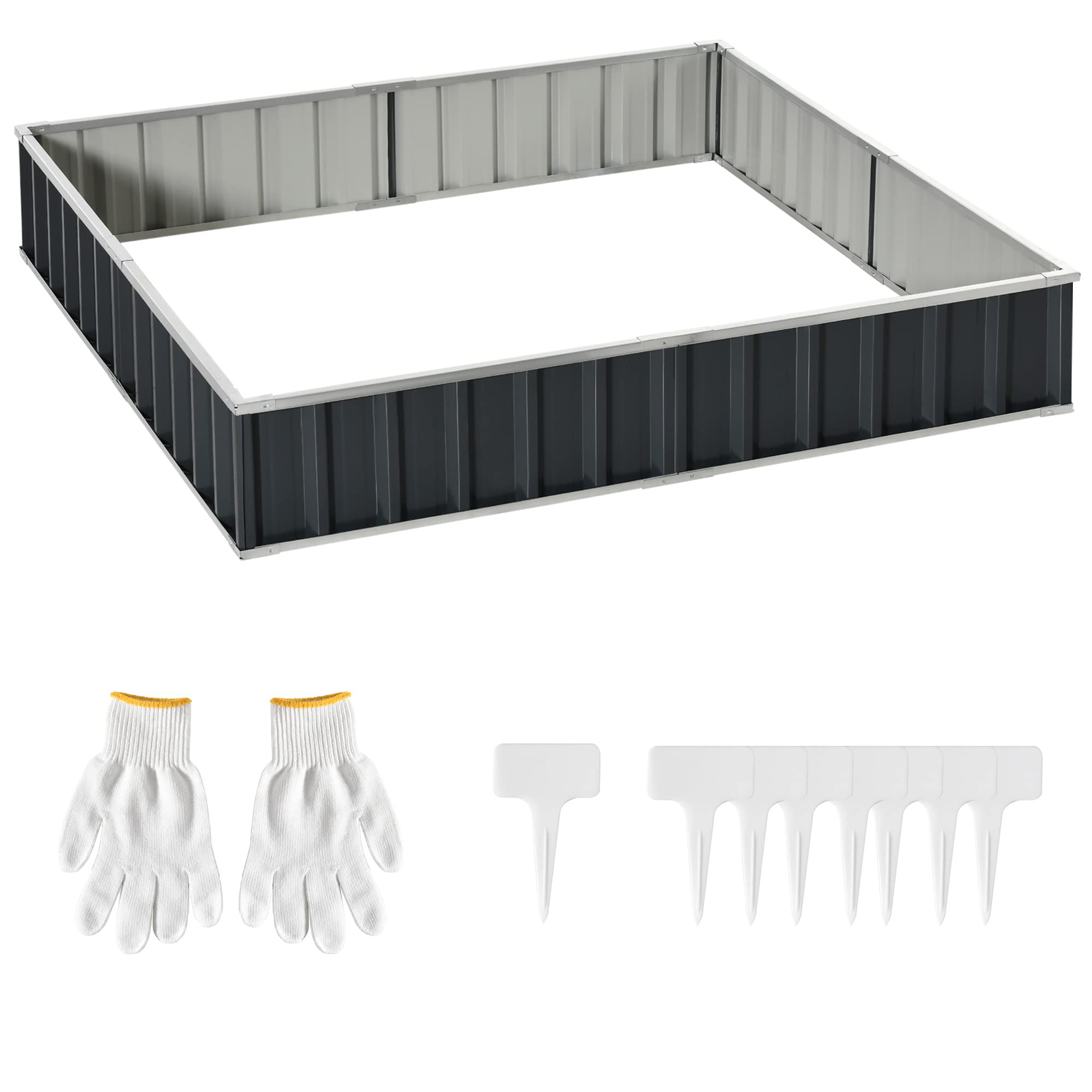 Outsunny Letto per Orto Rialzato da Esterno 645L, Fioriera da Esterno in Acciaio Galvanizzato con Fondo Aperto, per Piante, Fiori e Verdure, 258x90x30cm, Grigio Scuro