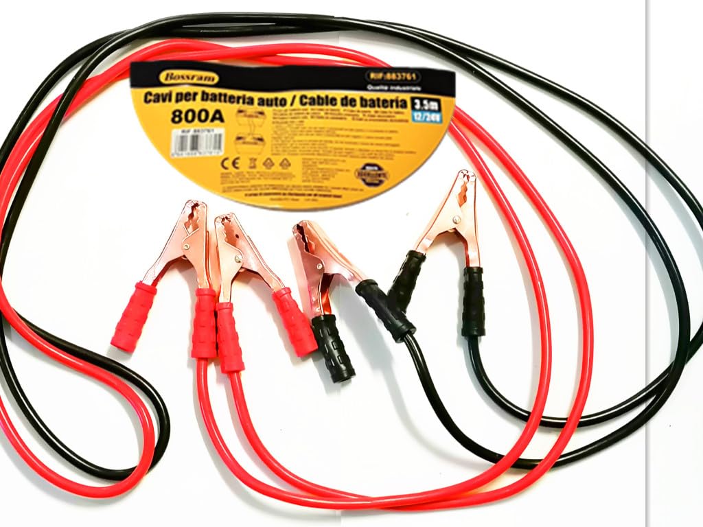 Cavi per Batteria Auto 800AMP -3.5 Mt, Cavi di Avviamento per Batteria, Cavi di Collegamento 3,5 Metri