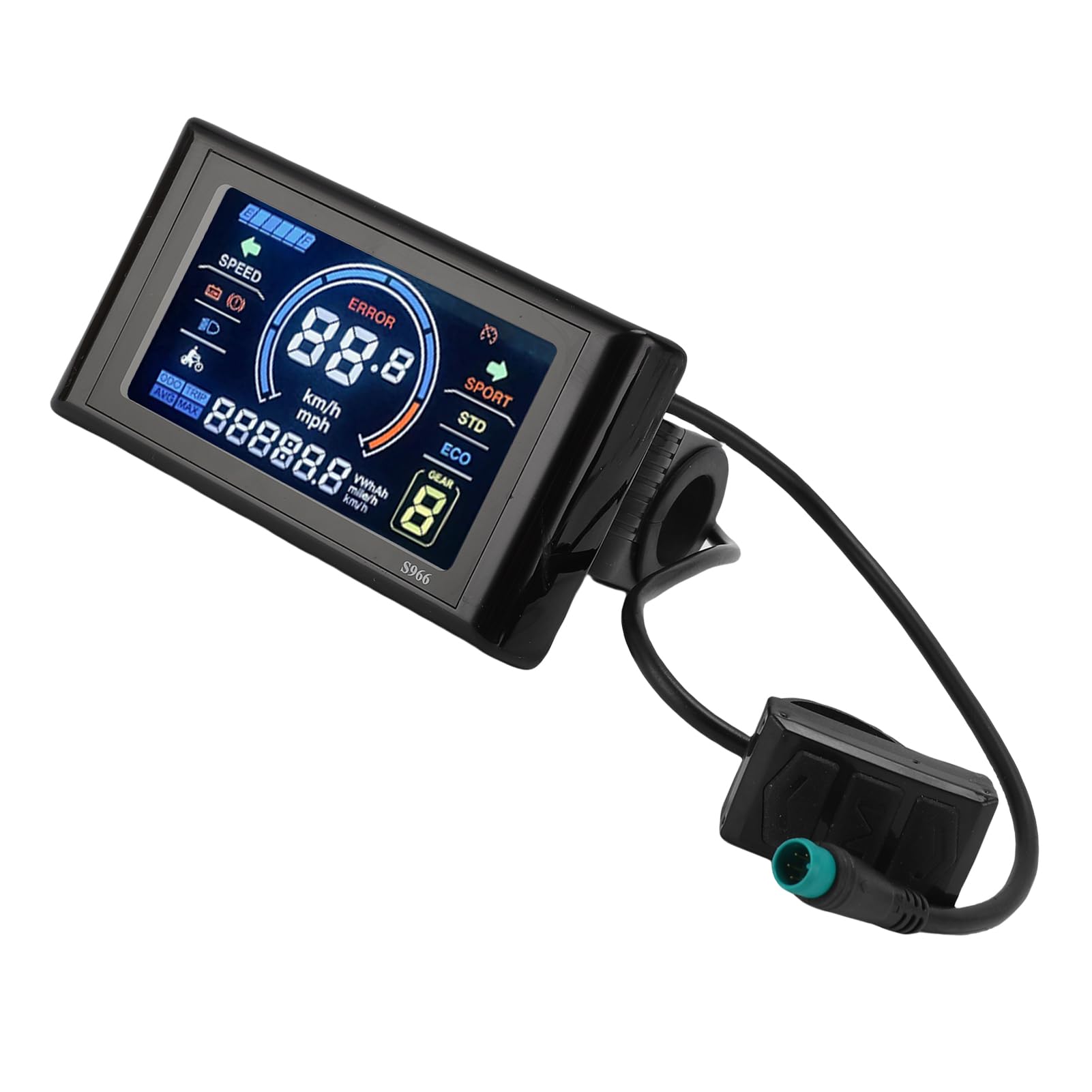 Cocoarm Display a Colori per Bici Elettrica, Schermo LCD per Bici Elettrica ABS con NFC e Connettore a 5, Ampio Schermo Impermeabile per Manubrio da 22,2 Mm, per Ciclisti e Pendolarismo