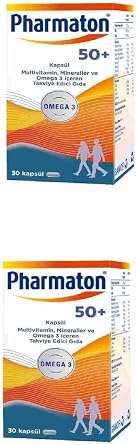 Pharmaton 50 Plus Multivitamin, Mineraller ve Omega 3  eren Kaps l, 30 Kaps l, 2 Adet