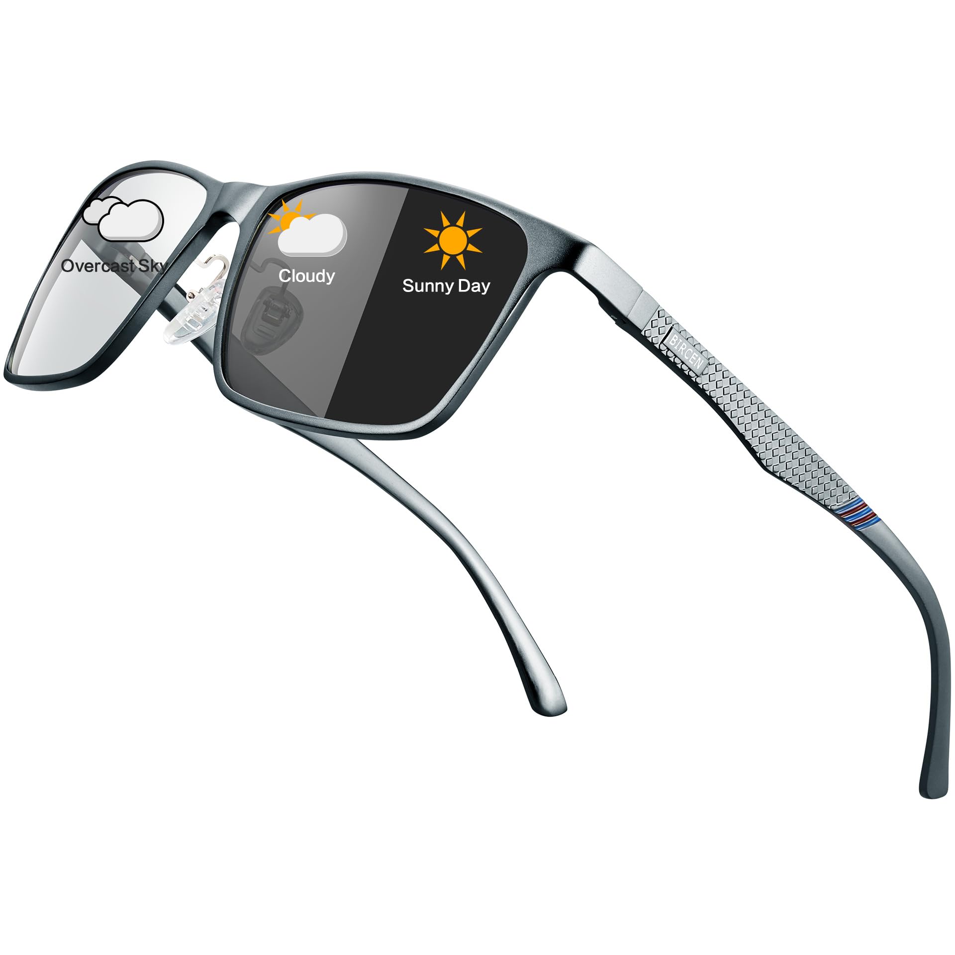 BIRCEN Polarized Fit Over Sunglasses: UV Protection Wrap Around TR90 Sunglasses Over Glasses for Men Women Driving Fishing Black Frame Grey Lens