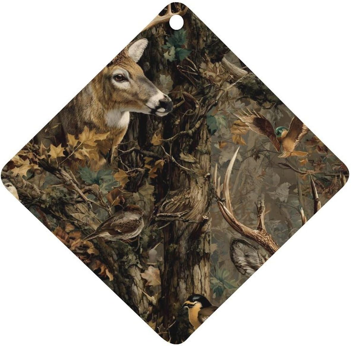 Wildlife Hunting Deer Print Car Air Freshener Cute Hanging Aromatherapy Tablets for Car Home Rhombus