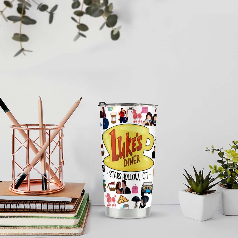 LONGXIN Gilmore inspirierter Trinkbecher, Geschenk für Mädchen-Fans, Edelstahl, 590 ml, Luker's Dinner inspirierte Geschenke für Mutter, Mädchen, Tochter, Schwester, Freund