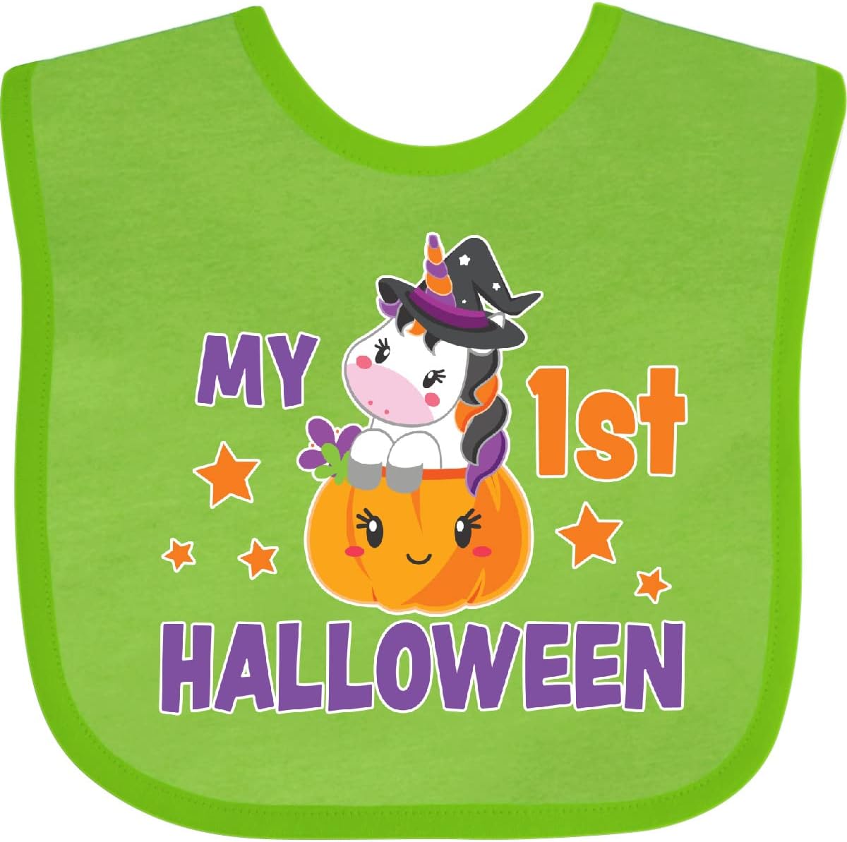 inktastic My 1st Halloween with Unicorn Witch Baby Bib