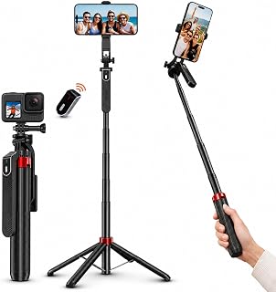 AT SOLUTIONS 6FT Selfie Stick Tripod with Bluetooth Remote, Extendable Aluminum Mobile Tripod Stand for iPhone & Android, ... Price In India