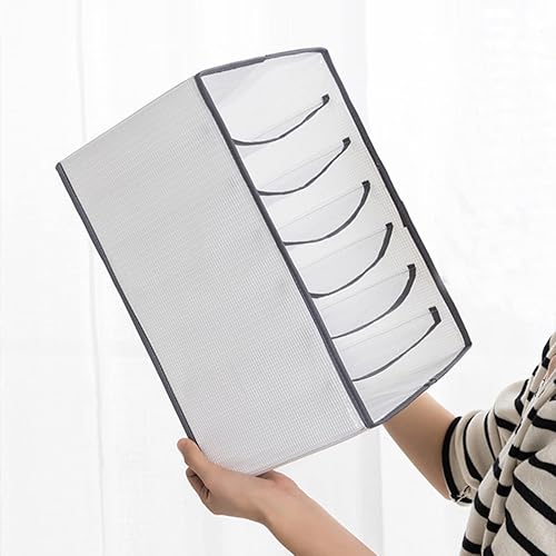 Miniatura 8 de 2 organizadores de ropa lavables para armario para jeans (7 rejillas, 14.4 x 9.8 x 7.9 pulgadas) separadores de cajones de malla para ropa