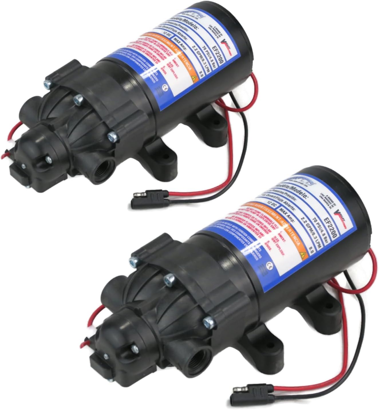 The ROP Shop | (2-Pack) EVERFLO 12 Volt 2.2 GPM Diaphragm Water Pump 70 psi Lawn Sprayers Boats RV's