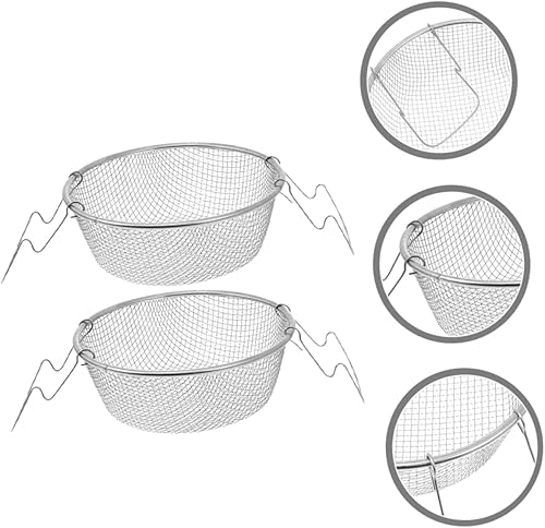 Miniatura 5 de DOITOOL Cesta de freír de acero inoxidable, cesta para servir alimentos, cesta de ala de pollo, coladores de alambre para patatas fritas, cesta de
