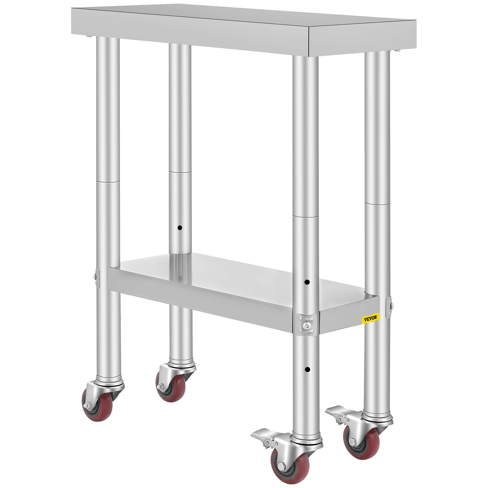 VEVOR Mesa de acero inoxidable, plata, 24 x 12 x 32 pulgadas