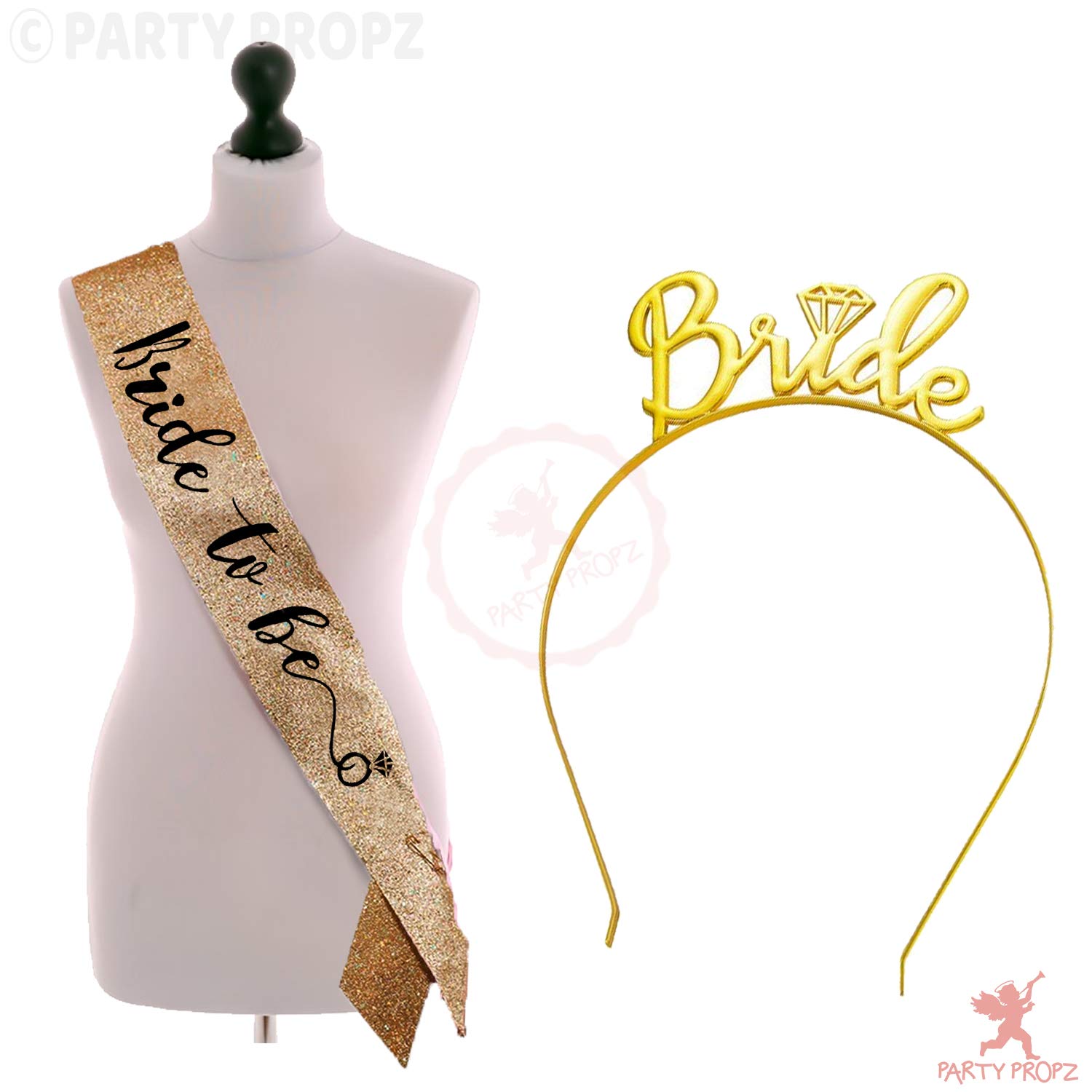 Party Propz Glittery Bride to Be Sash And Crown - Bachelorette Party Decorations | Bridal Shower Decorations | Bride to Be Decoration Set Combo | Brideto Be Accessories | Brideto Be Sash And Tiara