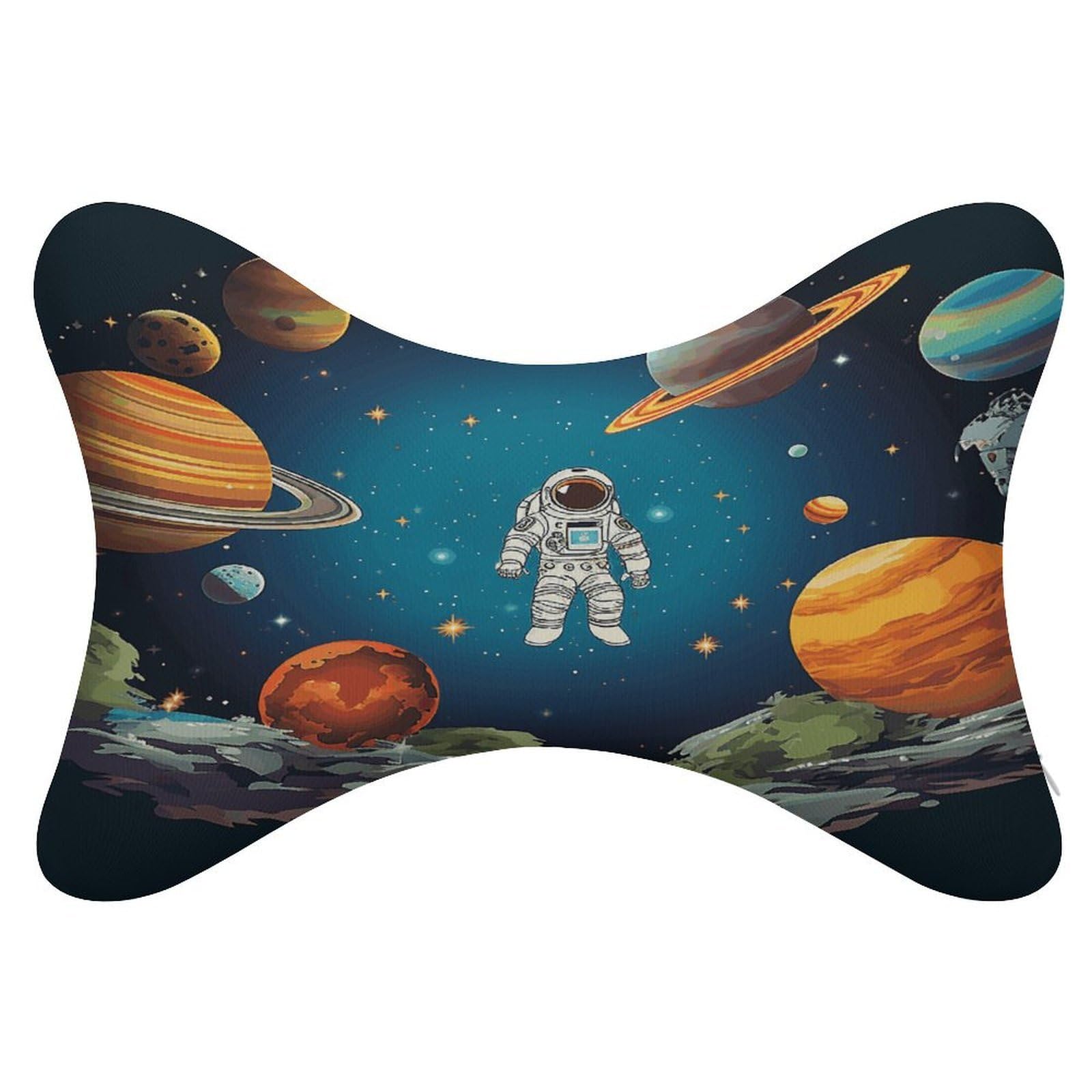 FekiLoot Outer Space Rocket Astronaut Car Headrest Set of 2,Softness Memory Foam Car Neck Pillow with Breathable Removable Cover Car Neck Support Pillow Ergonomic for Driving, Office