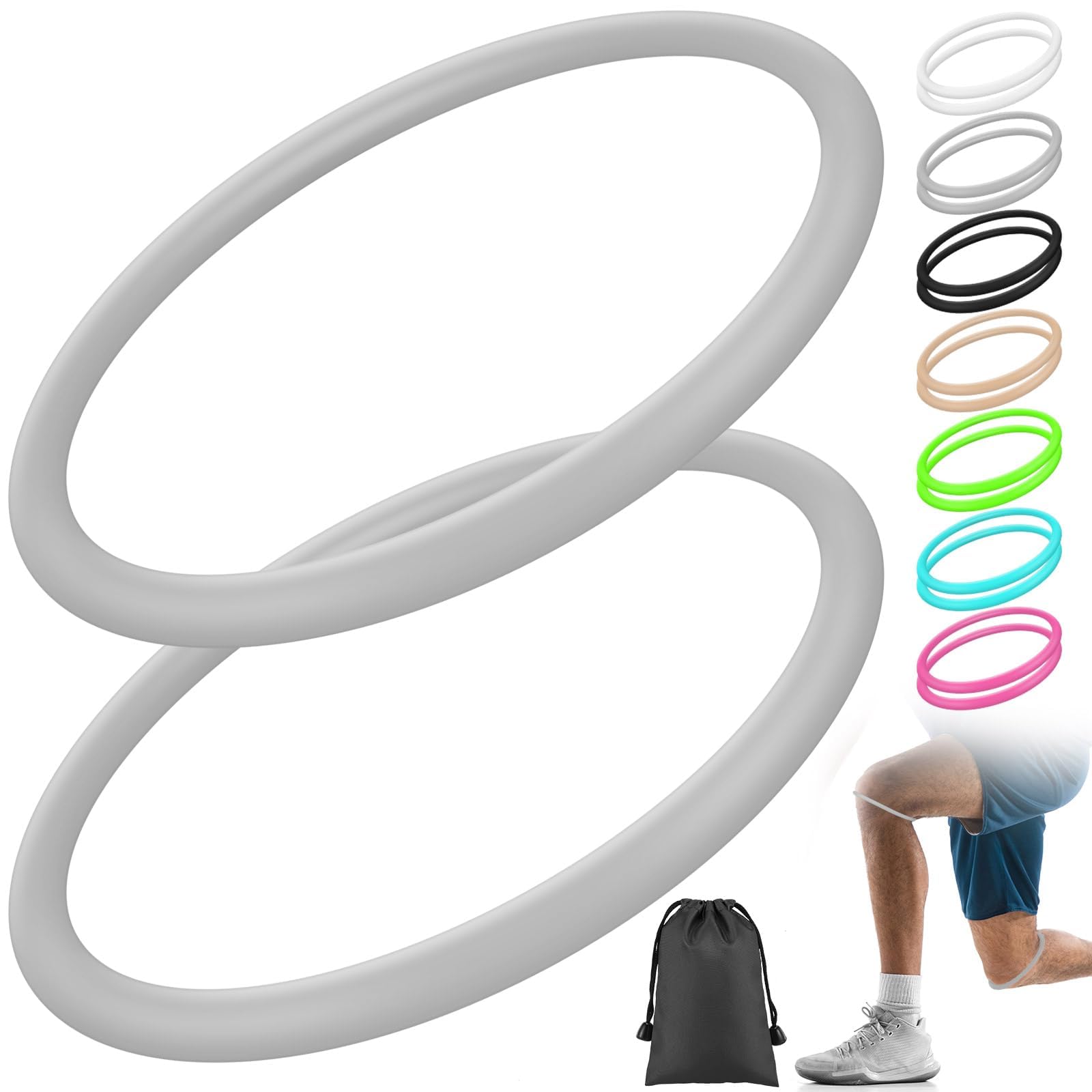 1Pair Silicone Knee Support Strap, Patellar Tendon Brace, for Soccer Basketball Running, Breathable Sports Knee Protector(Grey)