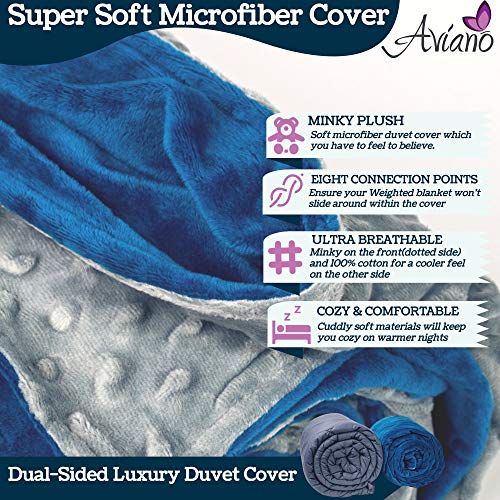 Aviano Premium Weighted Blanket For Adults - 15 Lbs With Removable Duvet Cover (Royal Blue) For Queen Size Bed (60X80 In.) - Heavy Heating Blankets For Restlessness #TOP4