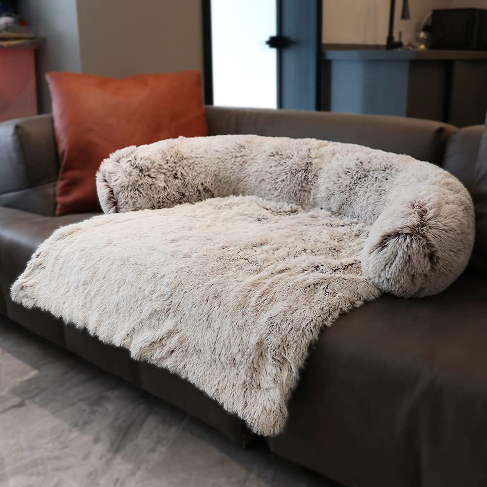 Danchen Plush Calming Cat & Dog Bed - Luxury Mat Sofa, Washable Soft Warm Cushion, M-80x75x13cm