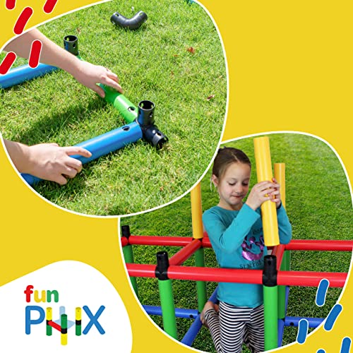 Funphix Toddler Climbing Toys Indoor & Outdoor Climbing Structures For Kids With Tubes, Panels, & Connectors - Playground Slide Sets For Backyard - Buildable Life Size Deluxe Jungle Gym, 296Pcs #TOP4
