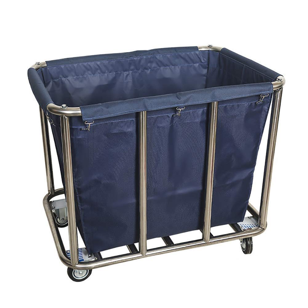 Carrello Riciclaio Veicoli Multifunzione Portatile, Carrello per Cesto Della Biancheria Commerciale con Ruote, Carrello Di Servizio con Borse Rimovibili, Carico 200Kg,Blu
