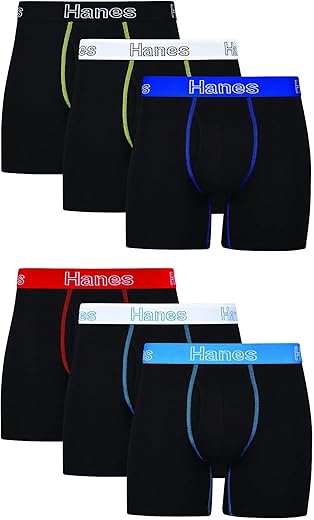 Hanes Men’s Boxer Brief Underwear Pack, Stretch Cotton…