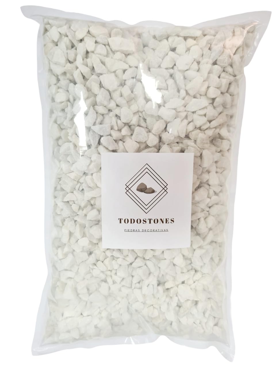 Piedras Decorativas Blancas, 8-12 mm, Bolsa de 20 kg, para Jardines, Macetas, Jarrones y Suculentas