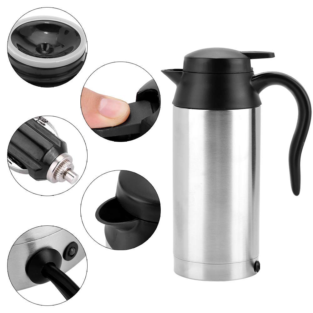 Bouilloires électriques de voiture, bouteille portative de chauffe-eau de bouilloire de camping de voyage en acier inoxydable 750ml 24V avec avec la prise d'allume-cigarette pour la fabrication