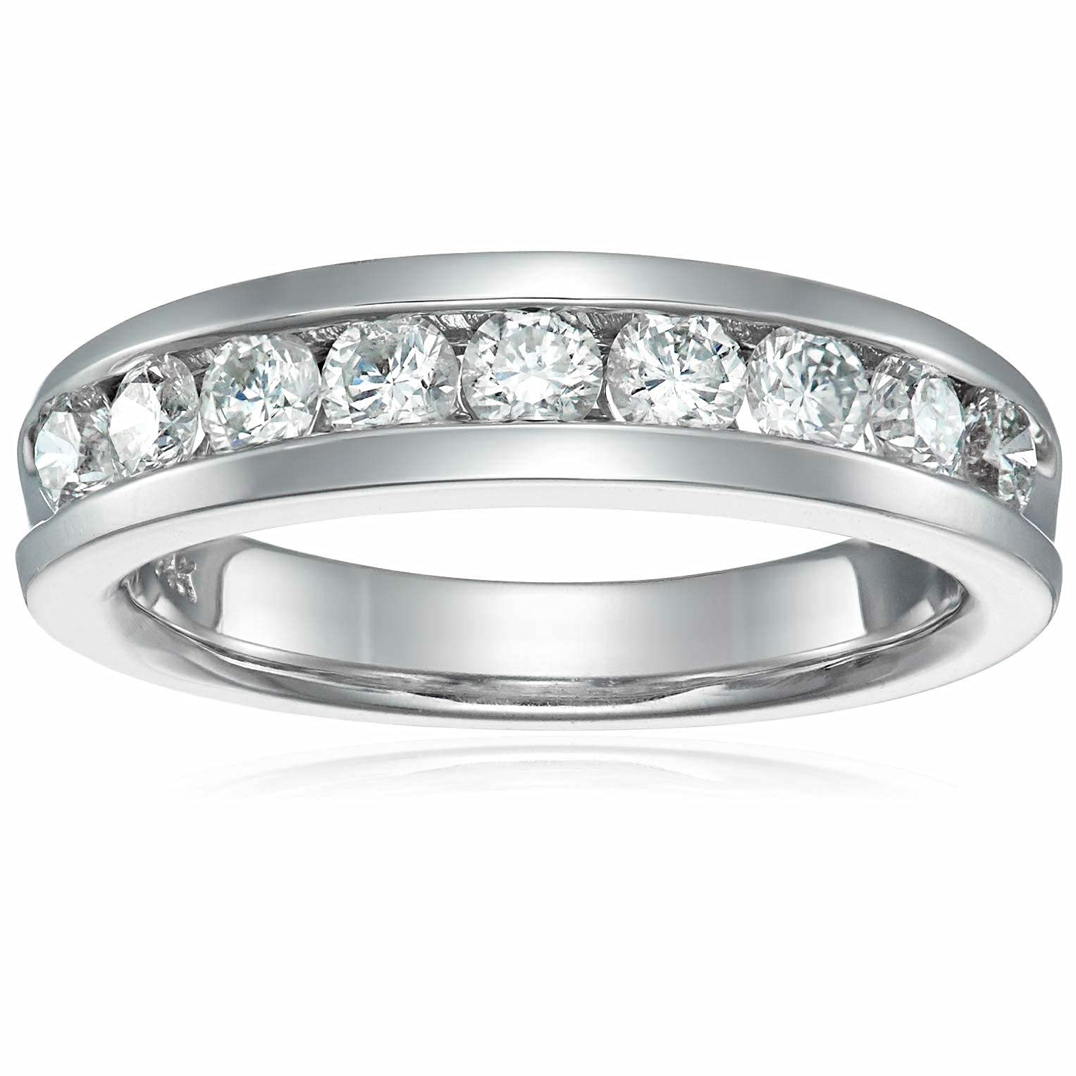 Vir Jewels 1 cttw Men's Classic Diamond Wedding Band 14K White Gold Channel Comfort