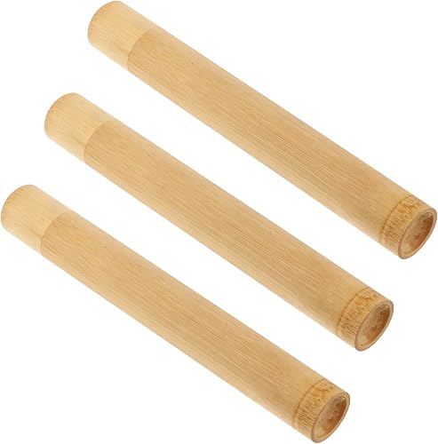 Cepillos de dientes de bambú con funda de cepillo de dientes amigable portátil de viaje para adultos niños al aire libre camping senderismo 3 juegos
