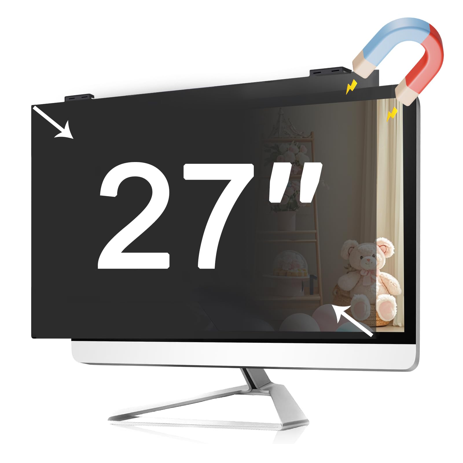 Filtro de privacidad de 27 pulgadas magnético extraíble antideslumbrante para monitor
