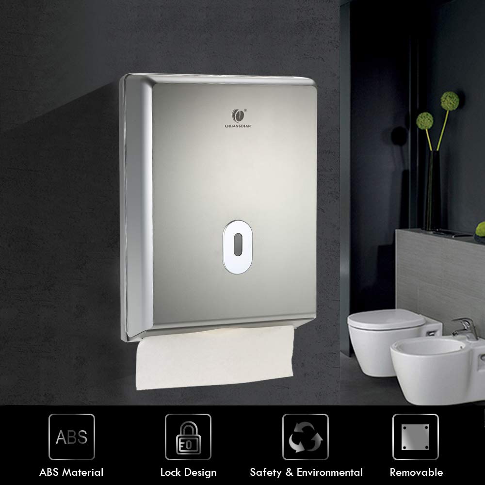 Decdeal 1 dispenser da parete per salviette di carta, di lusso, per hotel, casa, bagno White (D'argento)