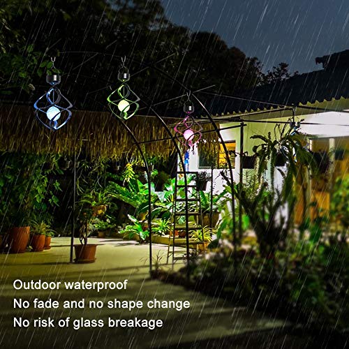 MorTime LED Solar Revolving Wind Chimes Hanging Spiral Solar Lights Outdoors