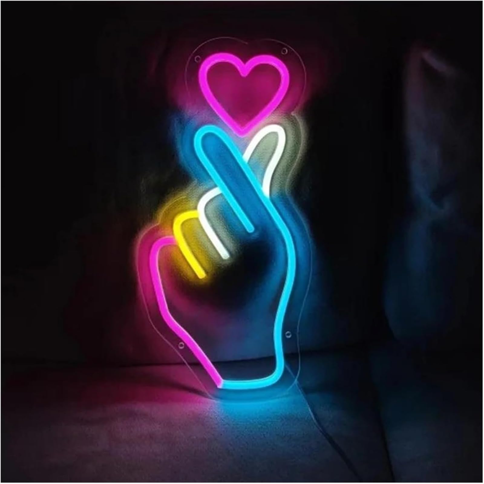 Zynther Neon lamp for neon Lamp for LED Sign with Heart and Finger Design for Powered 14.5cmx35cm