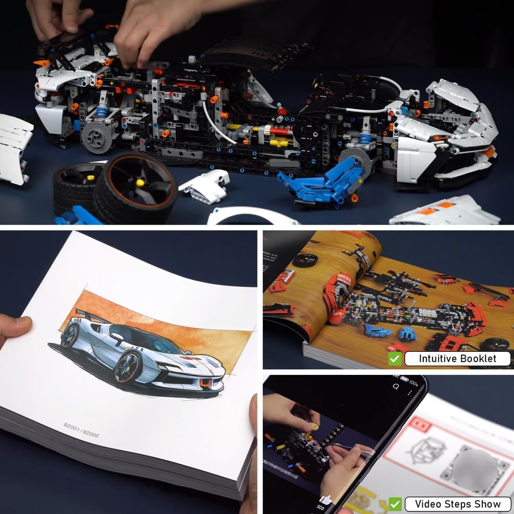 Hypercar No. 02 Model Car Kit, Building Set for Adults, Collectible 1:8 Scale Sports Car Advanced Vehicle MOC Replica, with Realistic Features to Build and Display, Gift for Birthdays