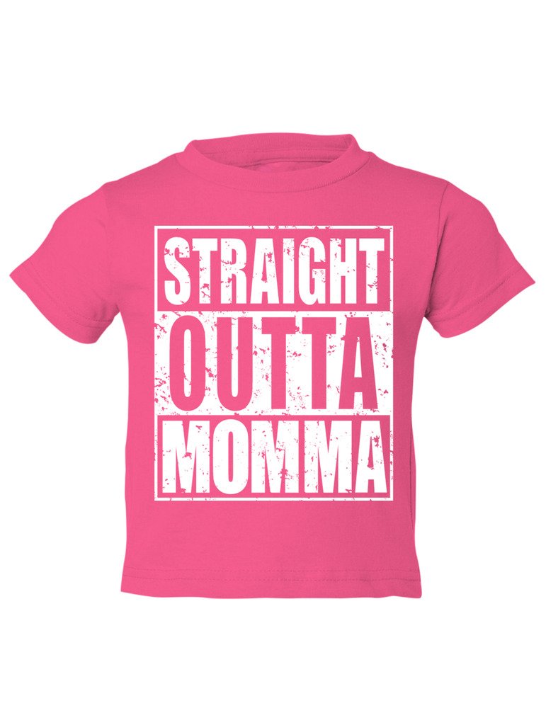 Manateez Toddler Straight Outta Momma Tee Shirt 2T Hot Pink
