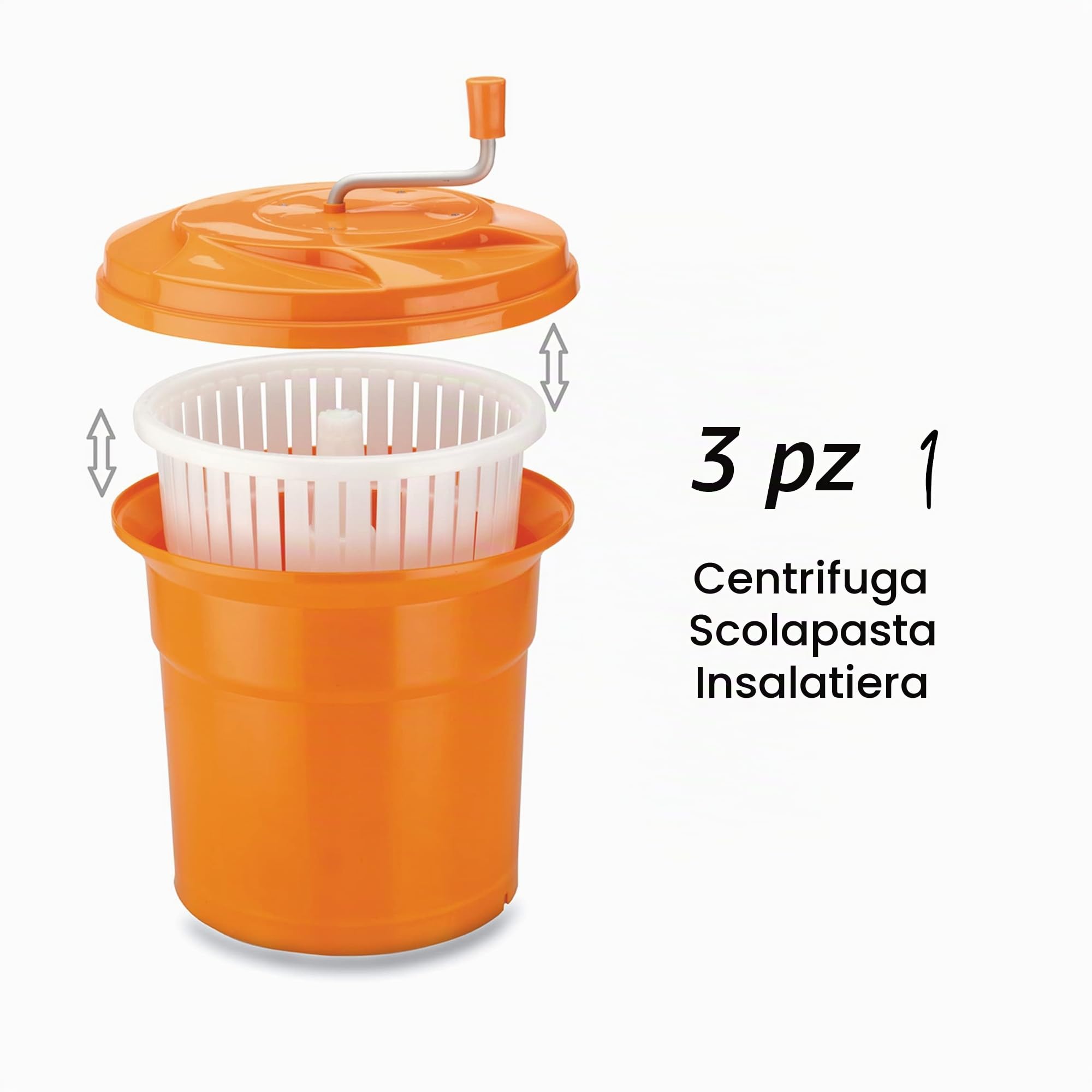 LACOR 61425 - Centrifuga Manuale 25 Litri - Arancione | Utensile professionale duraturo; progettato per prestazioni ottimali e una pulizia rapida in lavastoviglie