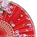 BABEYOND 8pcs Floral Folding Hand Fan Vintage Handheld Lace Folding Fan with Different Flower Patterns Fabric Folding Fan for Wedding Dancing Party (Color Random Selected with Chinese rose)