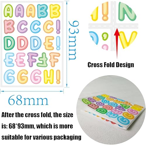 Miniatura 6 de 10 hojas de calcomanías de letras coloridas para niños, 890 calcomanías del alfabeto, impermeables, botellas de agua, calcomanías de vinilo para