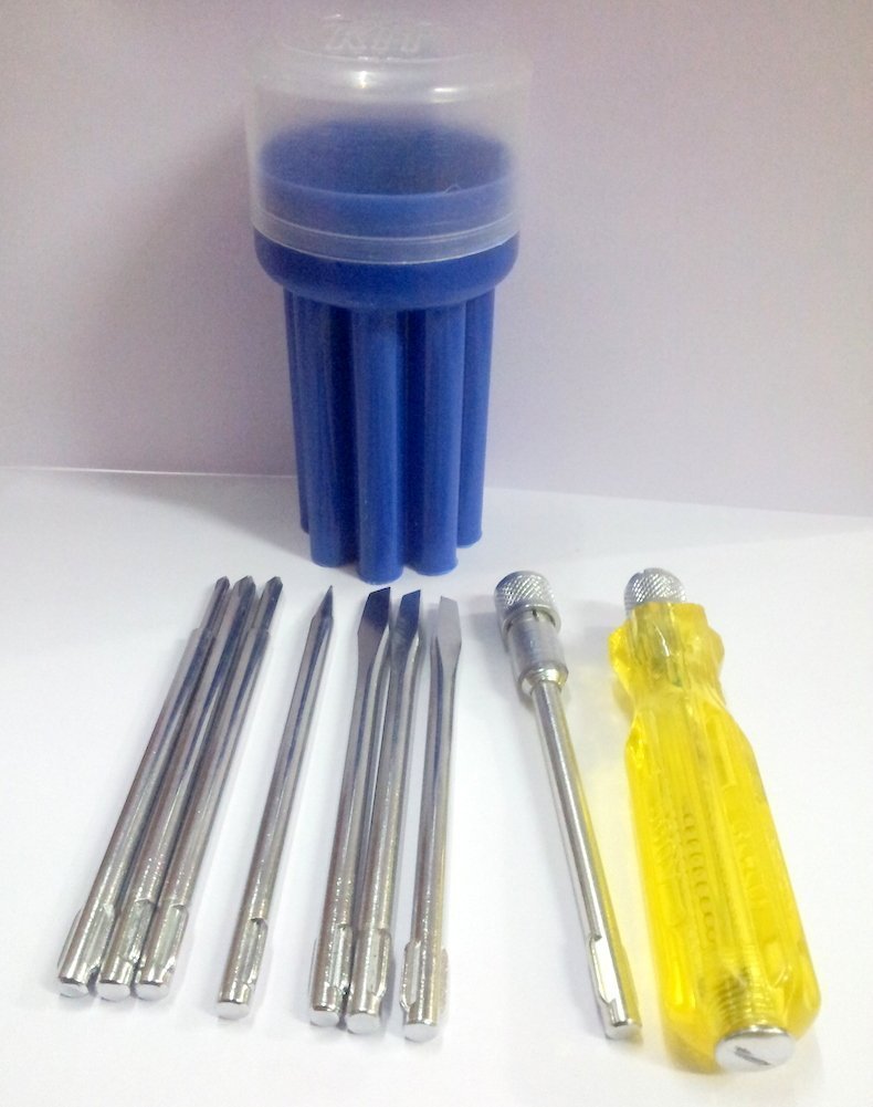 A & Y Traders 9 PCS Screw Driver Set with NEON Bulb - EGO - Round Box