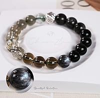 Vista 71 de Precious Gemstone Natural Crystal Healing Bracelet, Rutilated Quartz, Moonstone, Quartz Handmade Original Design Bracelet