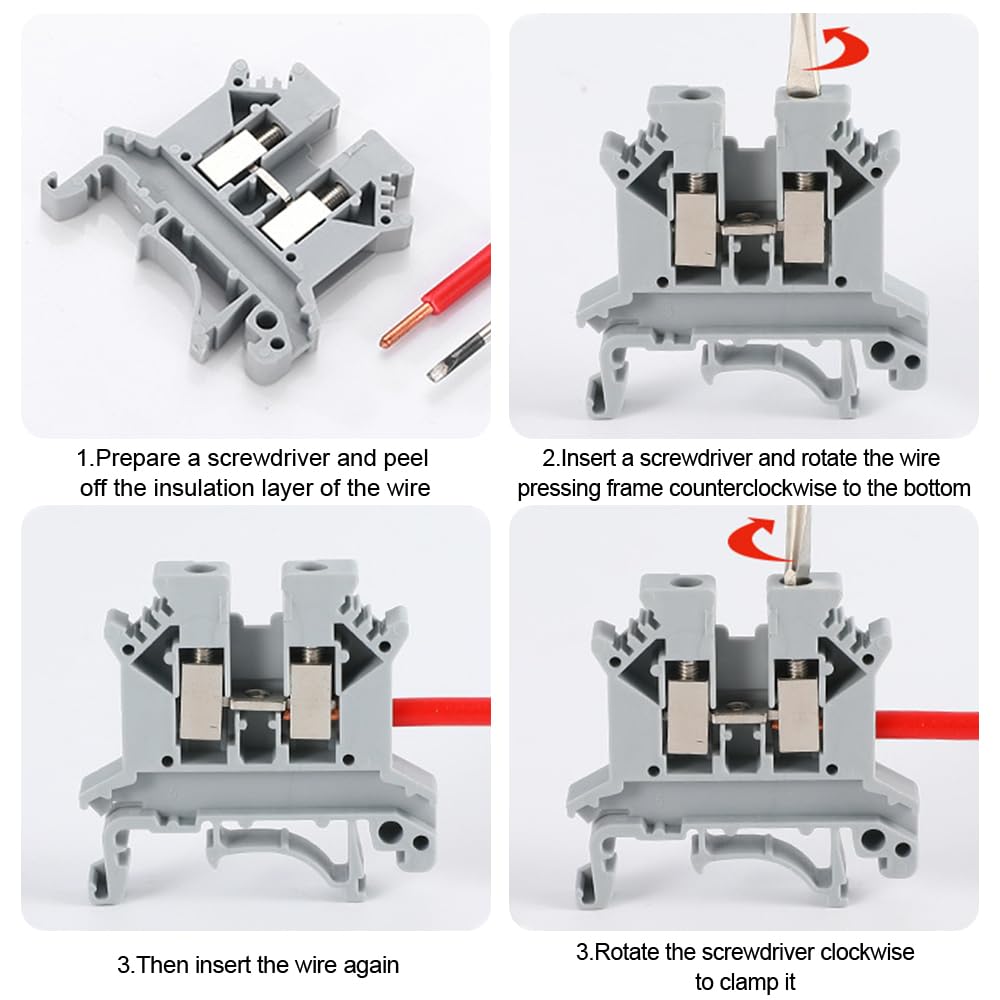 Bloque De Terminales De Riel, 100 Piezas Bloque De Terminales De Riel Conector Industrial Bloque