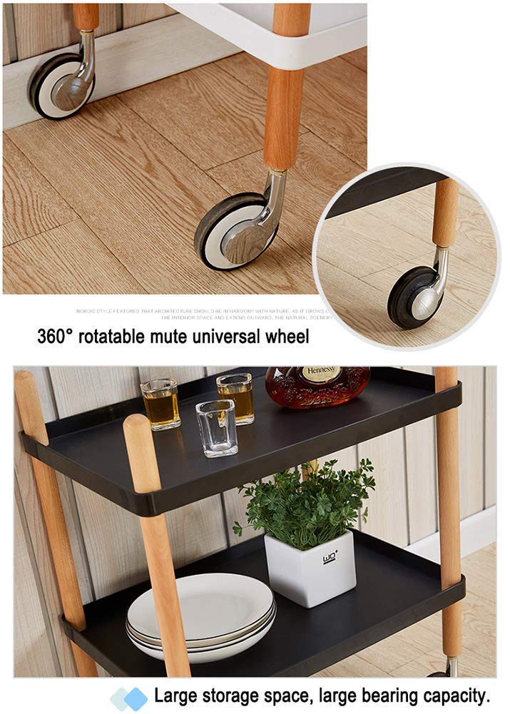 Trolleys Móviles, Camiones de Almacenamiento de Cocina, 2 Nide Carro de Catering, Carro de Vinos, Almacenamiento, Restaurantes para la Cama/White/L